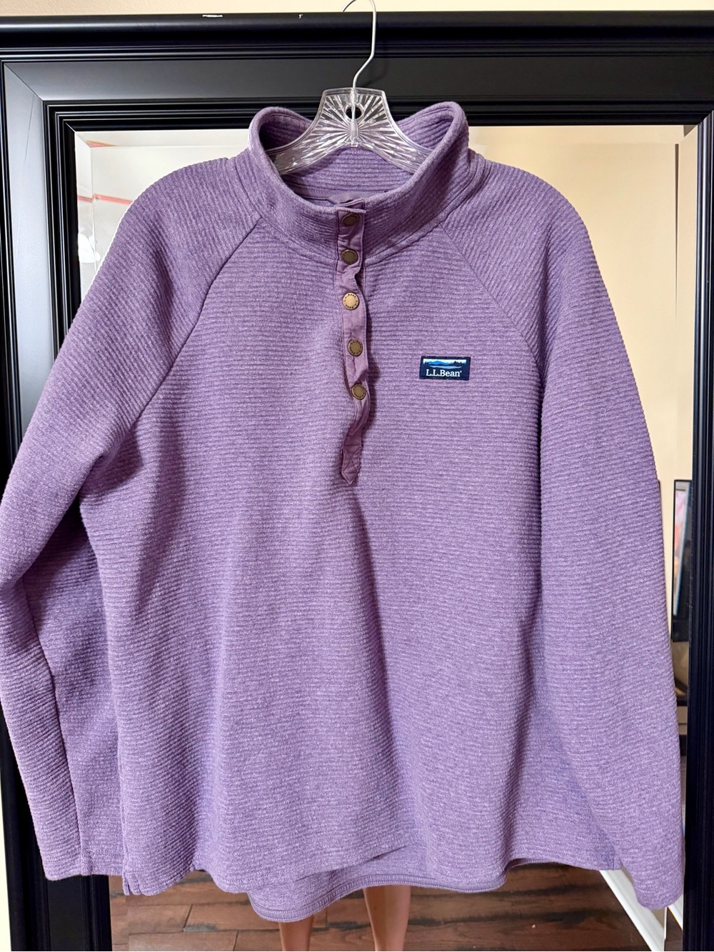 L.L. Bean Women's Lavender Mock-Neck Snap Pullover Sweater